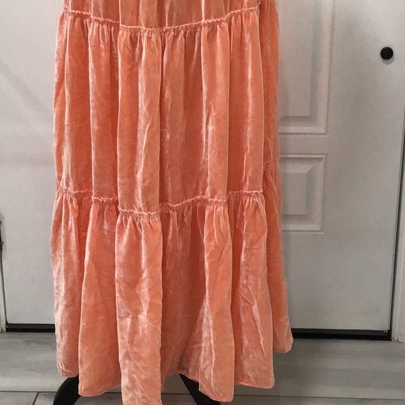 🆕 FREE PEOPLE Tiered Velvety Sleeveless Maxi Dress Salmon - Picture 10 of 12